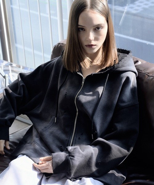 ELLUV パーカー 「ELLUV/エルヴ」ヴィンテージフェード＆ダメージ加工