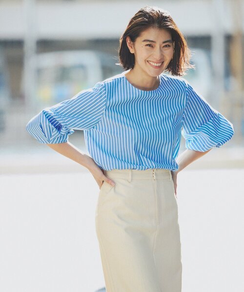 「OPAQUE.CLIP」 半袖ブラウス 40 ブルー レディース_画像2