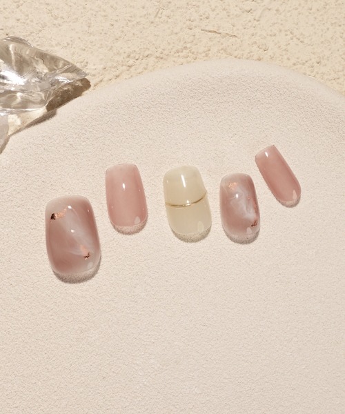Anail ネイルチップ ネイルシール 水光ネイルピンクニュアンスゴールド