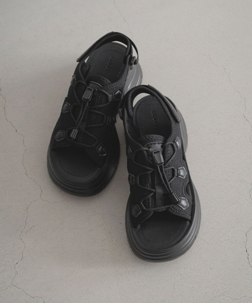「LOWRYS FARM」 フラットサンダル MEDIUM ブラック レディース_画像2