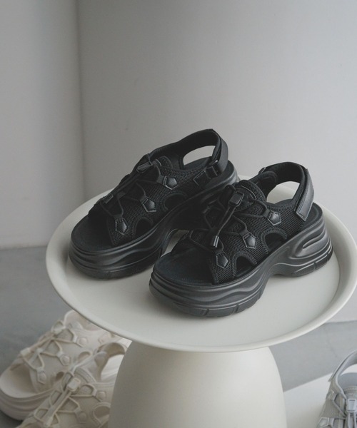 「LOWRYS FARM」 フラットサンダル MEDIUM ブラック レディース_画像5