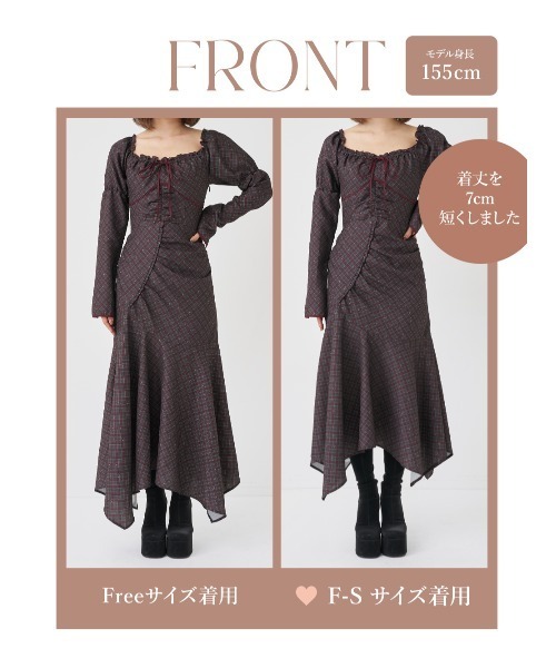 【新品未使用】dazzlinチェリー柄 オフショル ワンピース ロング丈　M Darich（ダーリッチ） ワンピース チェックチェリーデザインロング
