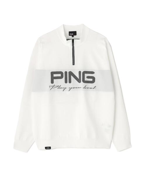【ブラック】ハーフジップハイネックジャガードニット <PERFORMANCE> (MENS) PING（ピン） セーター ニット 「PING APPAREL」ハーフジップ