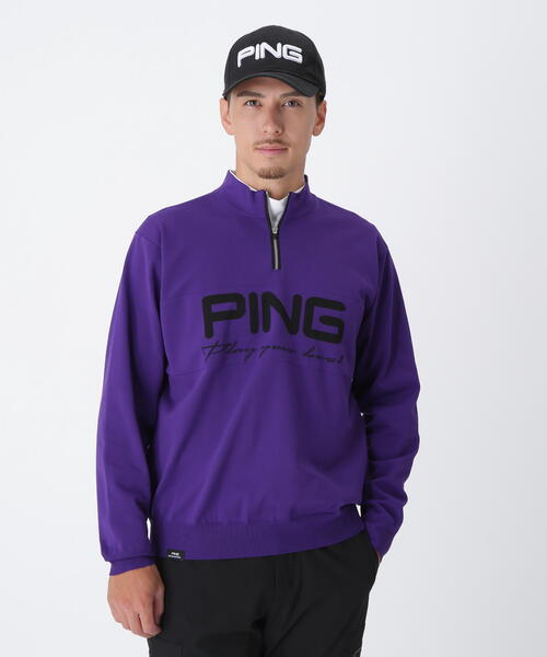 【ホワイト】ハーフジップハイネックジャガードニット <PERFORMANCE> (MENS) PING（ピン） セーター ニット 「PING APPAREL」ハーフジップ
