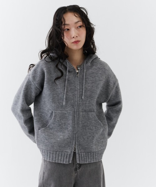 NUJOH パーカー Soft Knit Zip-Up Hoodie / ソフトニットジップアップ