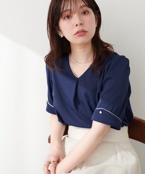 「natural couture」 半袖ブラウス FREE サックスブルー レディース_画像9