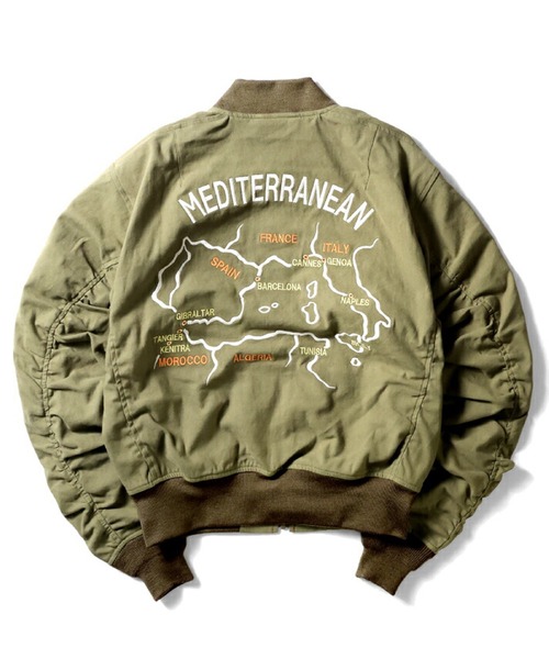 Houston ma1 オリーブ(値段交渉可) HOUSTON（ヒューストン） ma1 ma-1 HOUSTON バックサテンMA-1