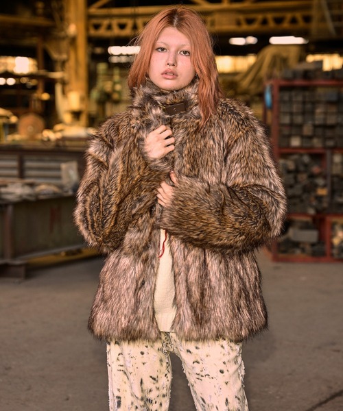 ACLENT（アクレント） コート アウター Fauxファースタンドカラー