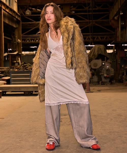 ACLENT（アクレント） コート アウター Fauxファースタンドカラー