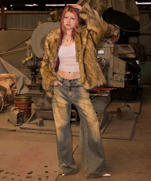 ACLENT（アクレント） コート アウター Fauxファースタンドカラー