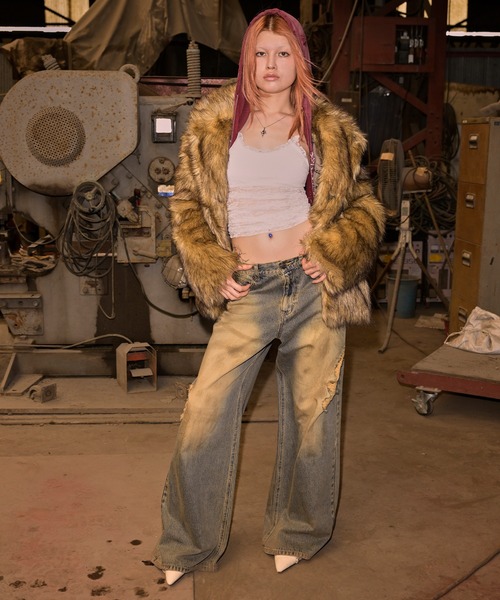 ACLENT（アクレント） コート アウター Fauxファースタンドカラー