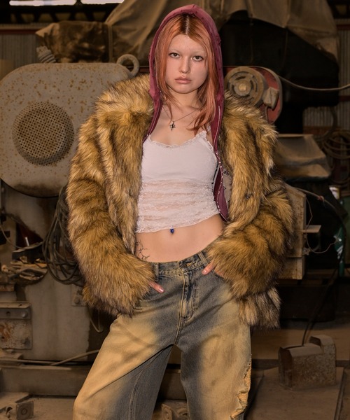 ACLENT（アクレント） コート アウター Fauxファースタンドカラー