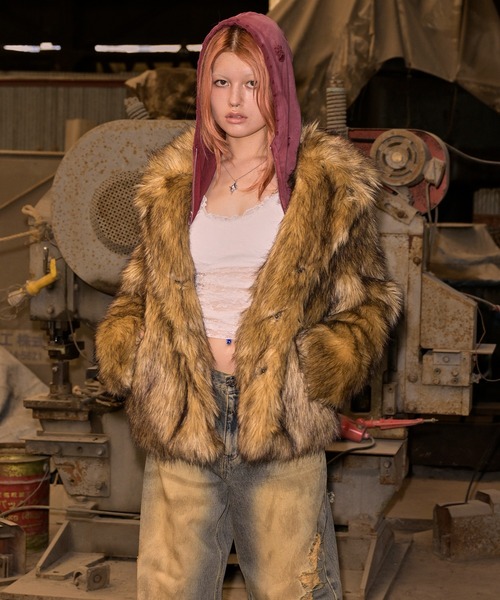 ACLENT（アクレント） コート アウター Fauxファースタンドカラー