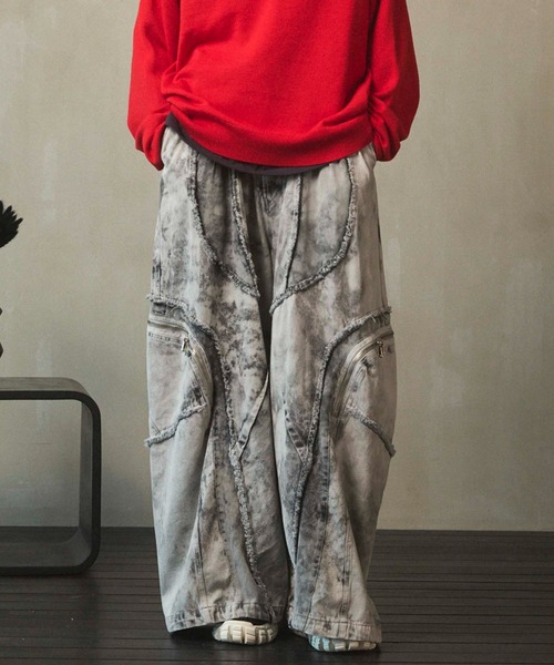 デニム切り替えワイドカーゴエイリアンパンツ【メゾンスペシャル