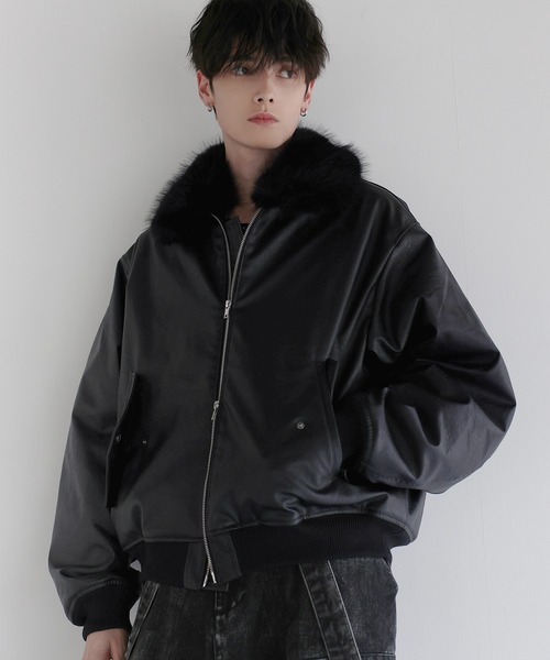 極美品✨МHL　コットンウールドリル ブルゾン　近年モデル　リブ襟 LILL（リル） ブルゾン アウター 襟ファー2way合皮ジャケット メンズ