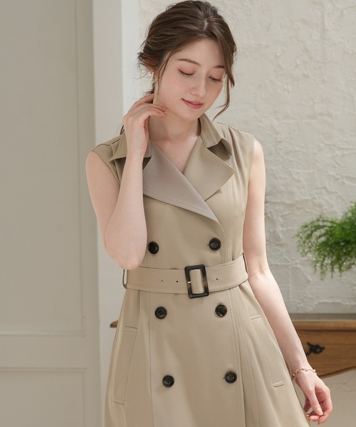 「TRUDEA」 ノースリーブワンピース MEDIUM ブルー レディース_画像2