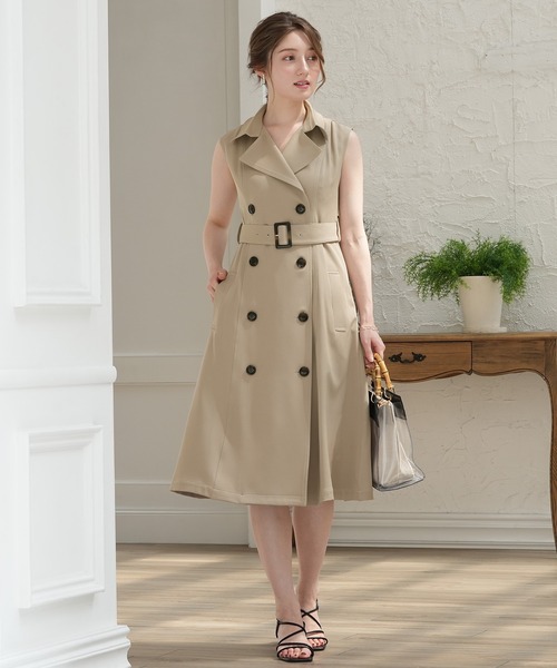 「TRUDEA」 ノースリーブワンピース MEDIUM ブルー レディース_画像6