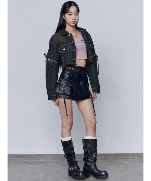 EMODA（エモダ） パンツ カーゴラップフェイクレザーショートパンツ