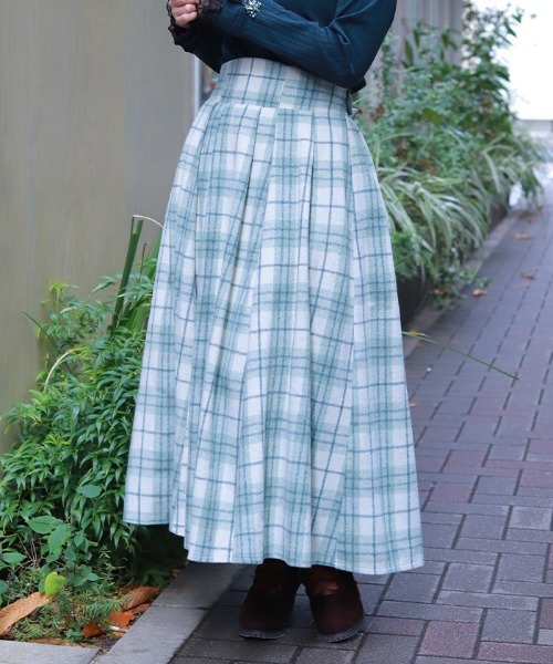 axes femme（アクシーズ ファム） スカート 起毛チェック柄ロング
