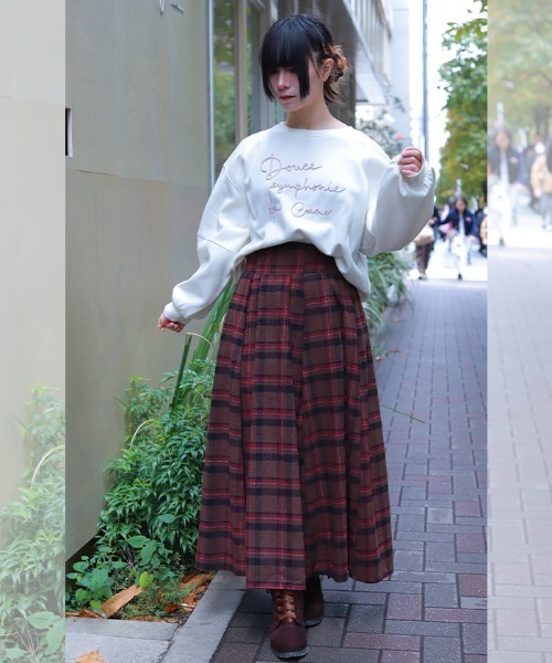 axes femme（アクシーズ ファム） スカート 起毛チェック柄ロング