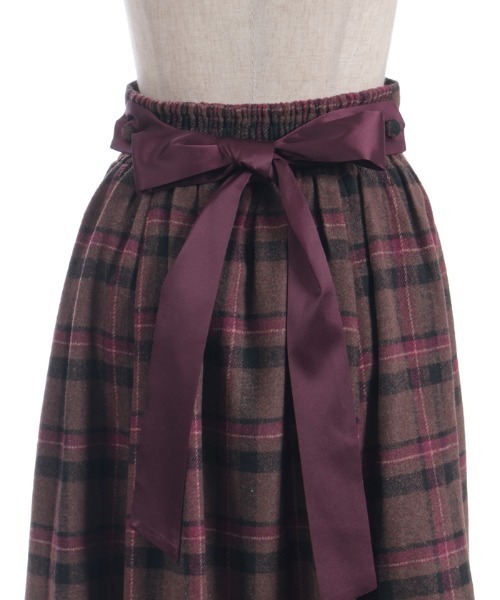 axes femme ピンク チェック スカート axes femme（アクシーズ ファム） スカート 起毛チェック柄ロング