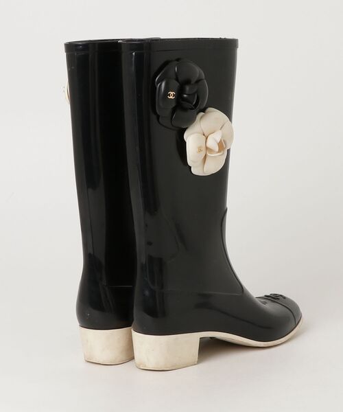 「CHANEL」 レインブーツ 36 ブラック レディースの画像