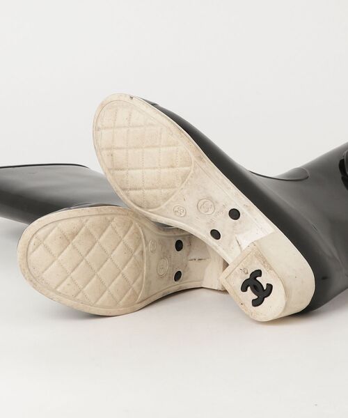 「CHANEL」 レインブーツ 36 ブラック レディースの画像