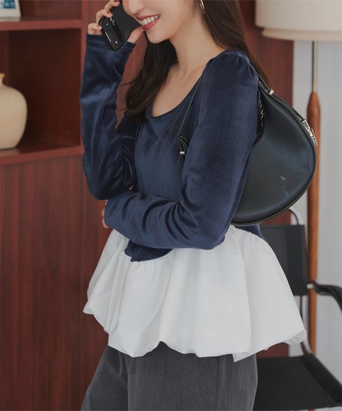 「KOBE LETTUCE」 長袖カットソー L ブラック×ブラック レディース_画像2