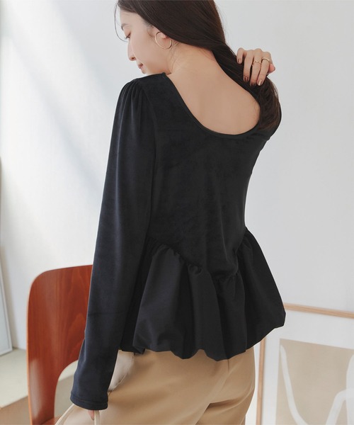 「KOBE LETTUCE」 長袖カットソー L ブラック×ブラック レディース_画像5