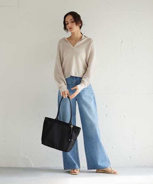 トートバッグ チャームツキ ロングハンドル トートバッグ はっ水 レディースの画像