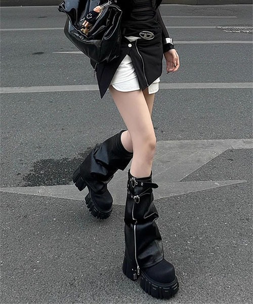 レザーブーツ 厚底ブーツ opium y2k archive モードpunk レザーブーツ