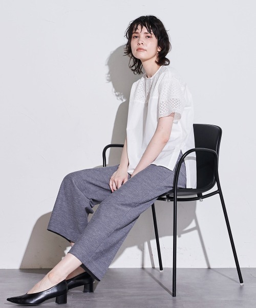「la.f…」 半袖ブラウス 11号 ホワイト レディース_画像6
