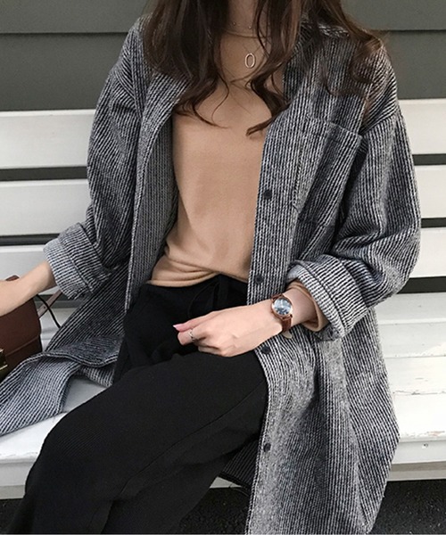 LUCPY コート アウター 「コーデュロイ素材」ロングシャツコート／大人