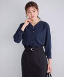 ブラウス シャツ ゴールドボタンVネックTブラ...の詳細画像5