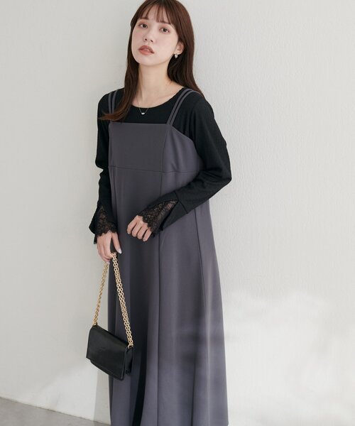 「natural couture」 キャミソールワンピース FREE グレー レディース_画像2