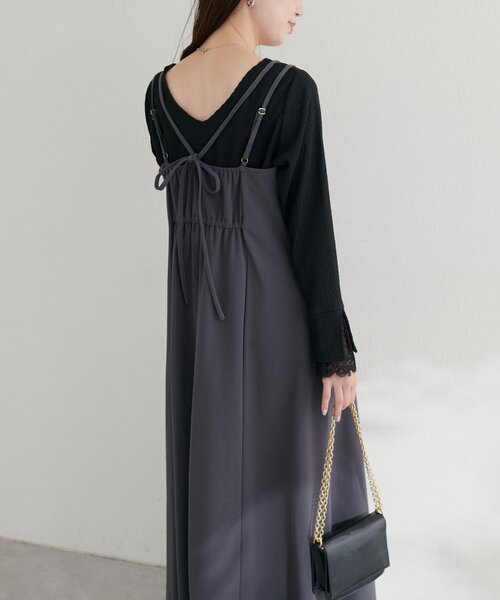 「natural couture」 キャミソールワンピース FREE グレー レディース_画像3