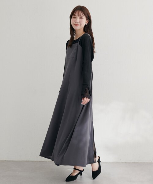 「natural couture」 キャミソールワンピース FREE グレー レディース_画像5