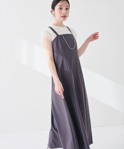 「natural couture」 キャミソールワンピース FREE グレー レディース_画像7