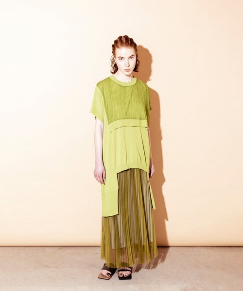 「OSMOSIS」 「loaf LE TRICOT」半袖ニット ONE SIZE ライトグリーン レディース_画像5