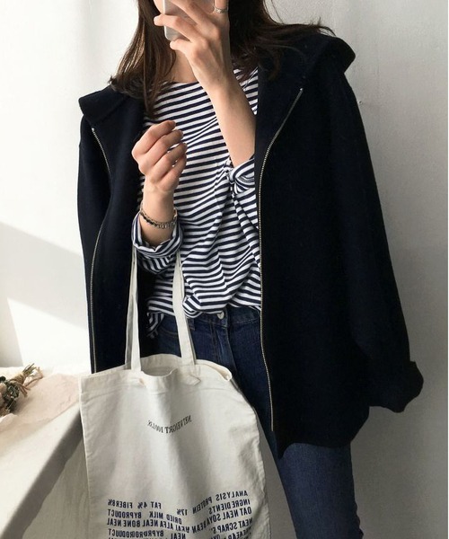 「MAISON DE THERESE」 ジップアップパーカー M ブラック レディース_画像5