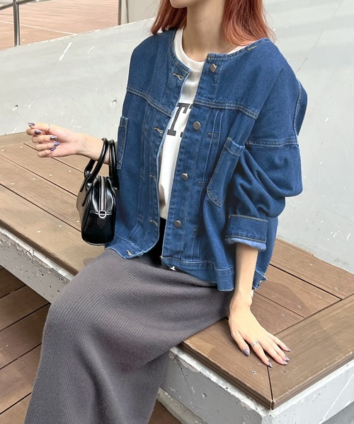 「Futier land」 デニムジャケット FREE インディゴブルー レディース_画像7