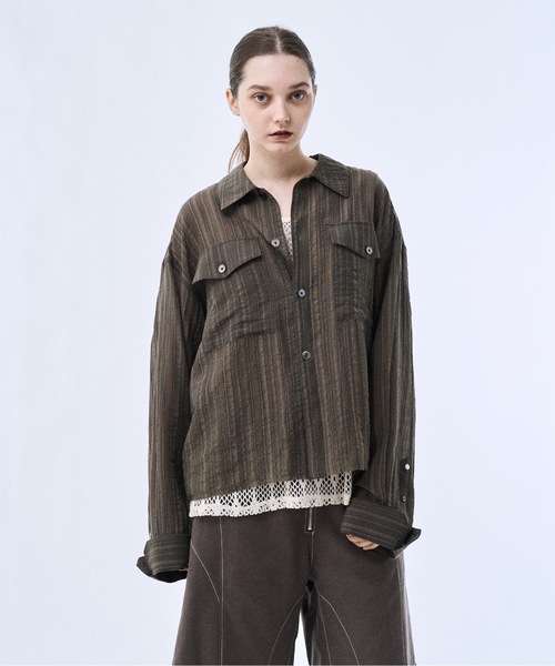 シャツ Stripe sheer shirt / ストライプシアーシャツ メンズの画像