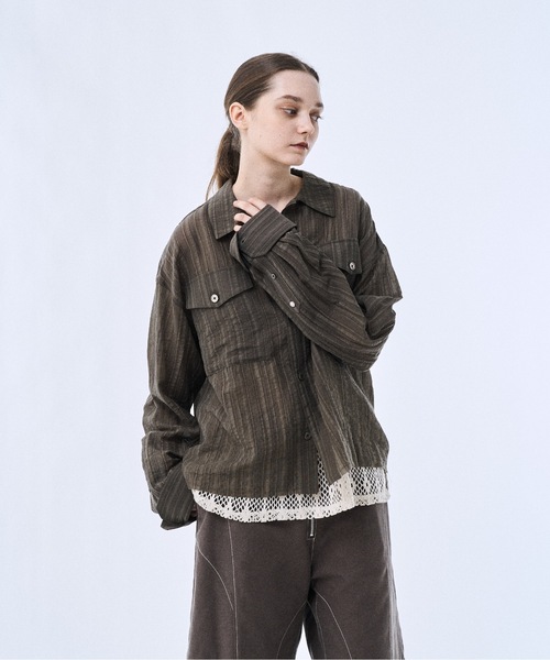 シャツ Stripe sheer shirt / ストライプシアーシャツ メンズの画像