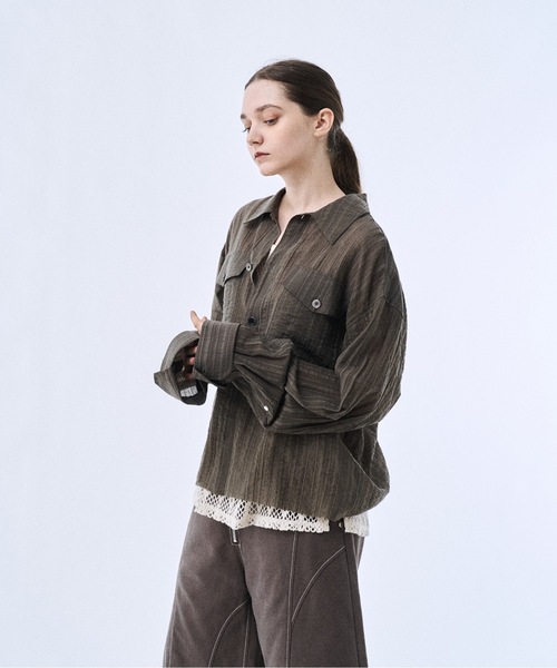 シャツ Stripe sheer shirt / ストライプシアーシャツ メンズの画像