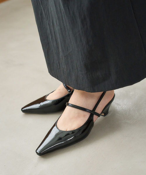 パンプス 4cmフレンチスクエアスリングバックの画像