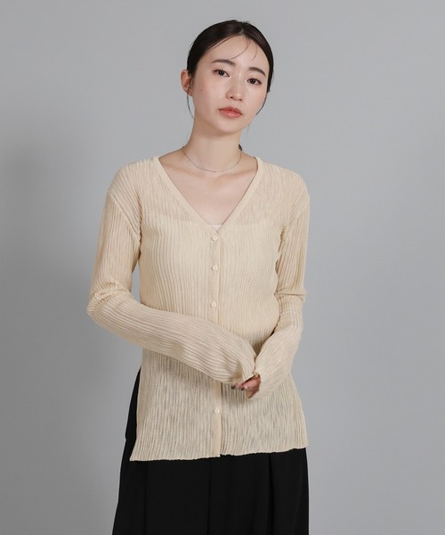 select MOCA Et カーディガン 「Et」Sheer Ribbed Deep Side Slit 