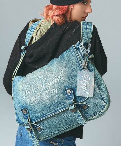 X-girl（エックスガール） ショルダーバッグ バッグ SCRIPT LOGO DENIM 