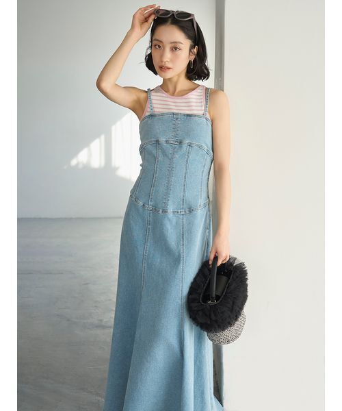 ワンピース デニムキャミワンピースの画像