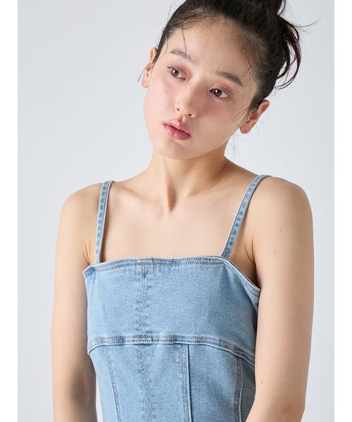 ワンピース デニムキャミワンピースの画像