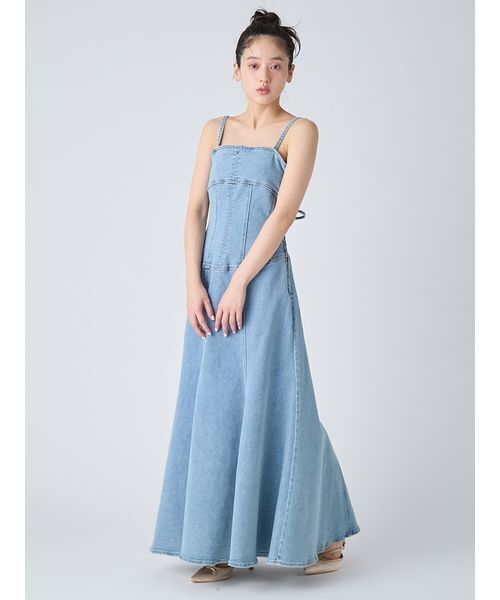 ワンピース デニムキャミワンピースの画像